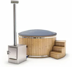 Houtgestookte Hottub Met Filteraansluiting - 4-6 Personen - Grijs -Bestway Winkel cover grijs 1